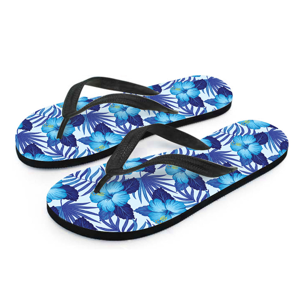 Blue Hibiscus Tropical Pattern Print Flip Flops