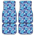 Blue Hibiscus Tropical Pattern Print Front and Back Car Floor Mats