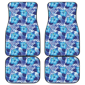 Blue Hibiscus Tropical Pattern Print Front and Back Car Floor Mats