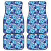 Blue Hibiscus Tropical Pattern Print Front and Back Car Floor Mats