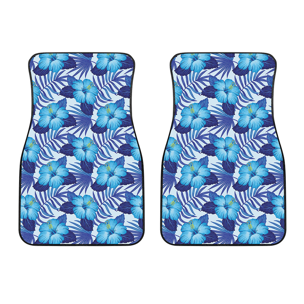 Blue Hibiscus Tropical Pattern Print Front Car Floor Mats