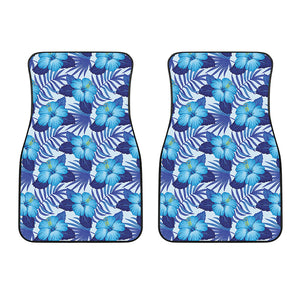 Blue Hibiscus Tropical Pattern Print Front Car Floor Mats