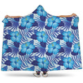 Blue Hibiscus Tropical Pattern Print Hooded Blanket
