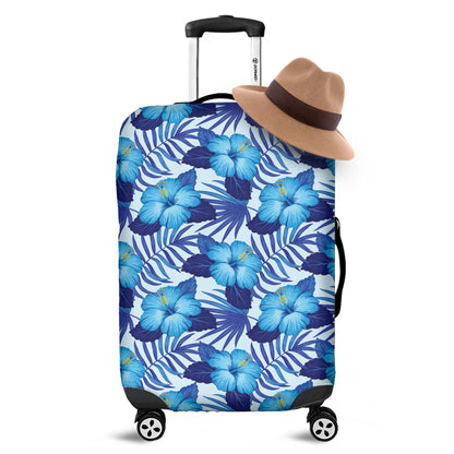 Blue Hibiscus Tropical Pattern Print Luggage Cover
