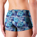 Blue Hibiscus Tropical Pattern Print Men's Boxer Briefs