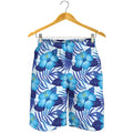Blue Hibiscus Tropical Pattern Print Men's Shorts