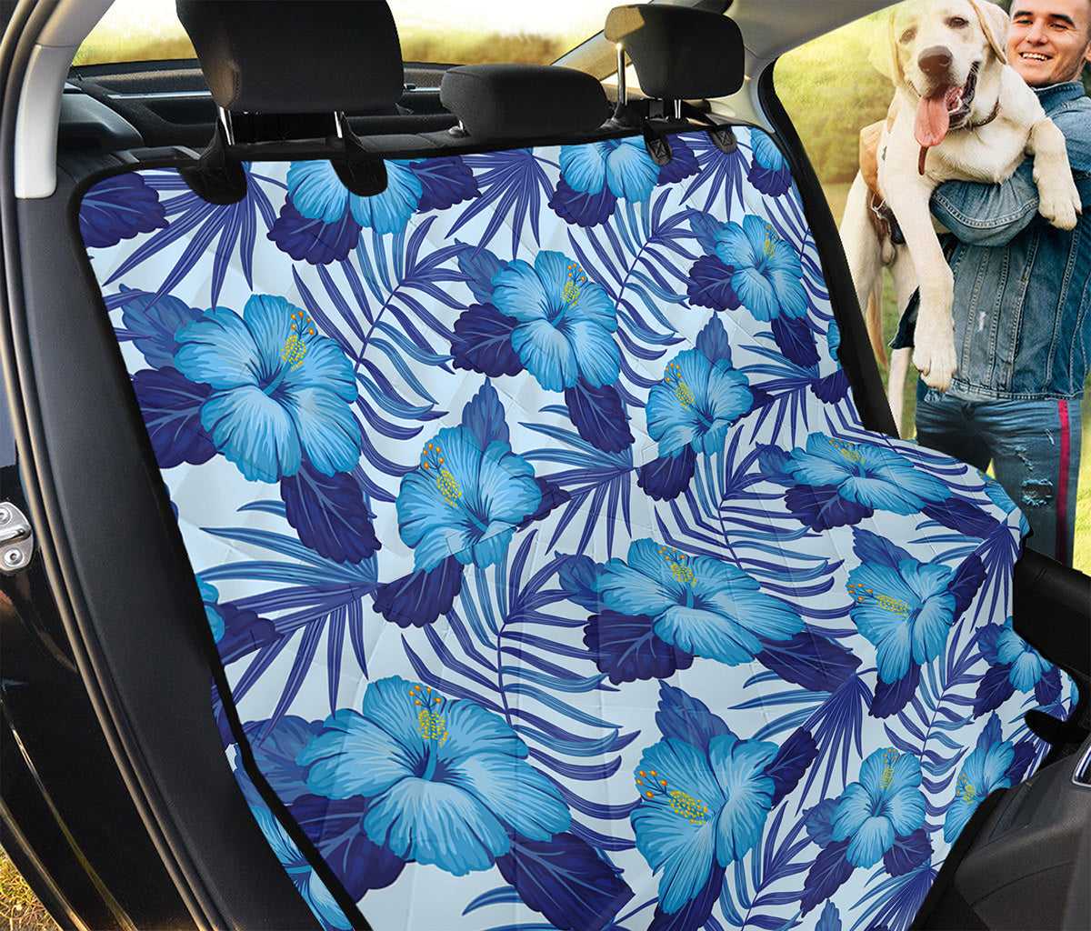 Blue Hibiscus Tropical Pattern Print Pet Car Back Seat Cover