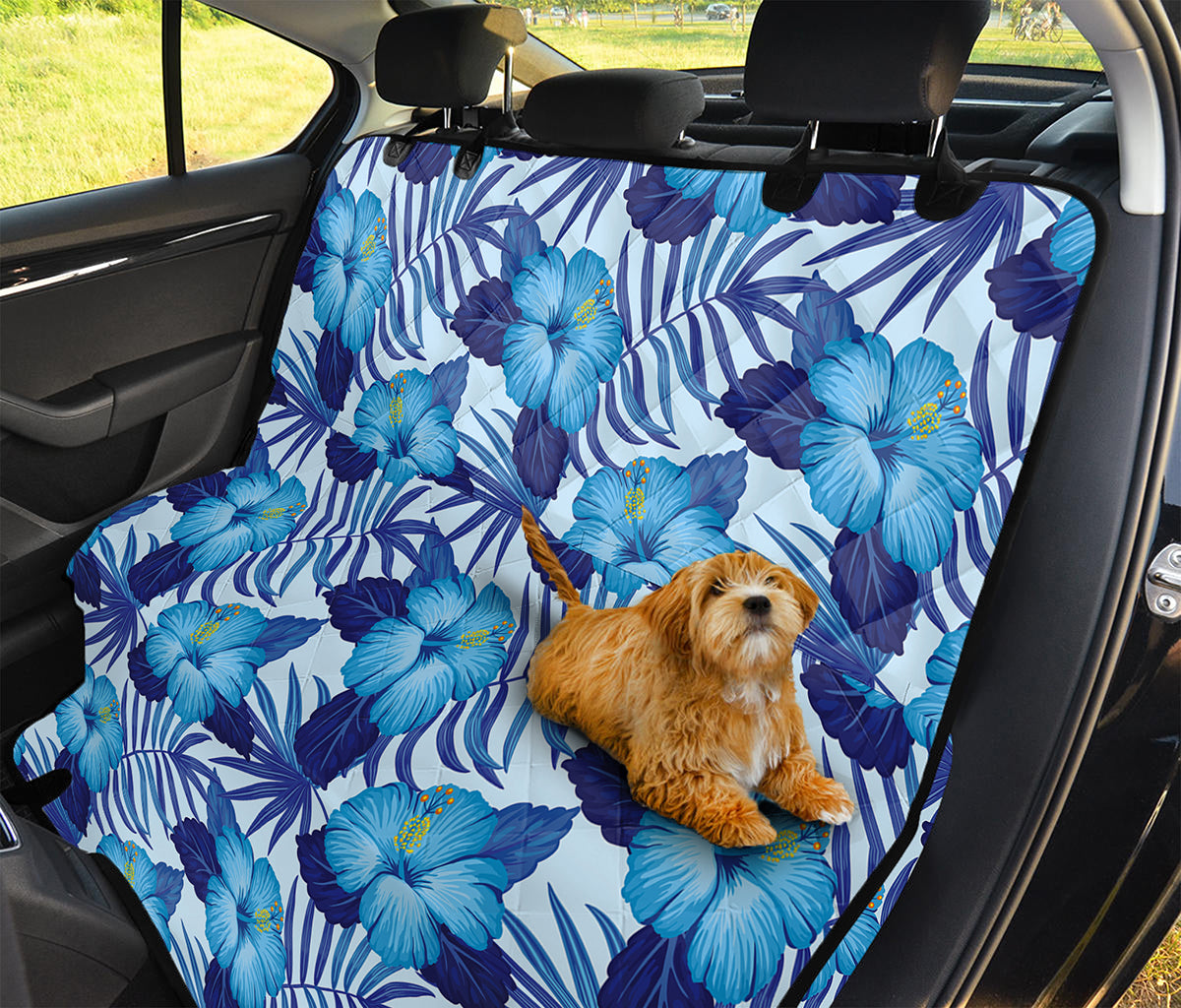 Blue Hibiscus Tropical Pattern Print Pet Car Back Seat Cover