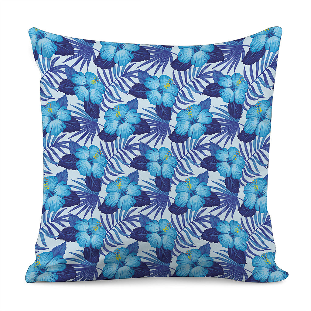 Blue Hibiscus Tropical Pattern Print Pillow Cover