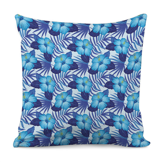 Blue Hibiscus Tropical Pattern Print Pillow Cover