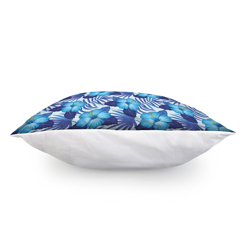 Blue Hibiscus Tropical Pattern Print Pillow Cover