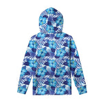 Blue Hibiscus Tropical Pattern Print Pullover Hoodie