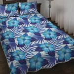 Blue Hibiscus Tropical Pattern Print Quilt Bed Set