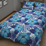 Blue Hibiscus Tropical Pattern Print Quilt Bed Set