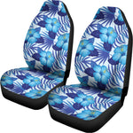 Blue Hibiscus Tropical Pattern Print Universal Fit Car Seat Covers