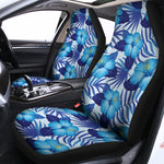 Blue Hibiscus Tropical Pattern Print Universal Fit Car Seat Covers