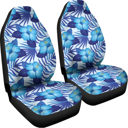 Blue Hibiscus Tropical Pattern Print Universal Fit Car Seat Covers