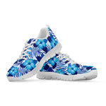 Blue Hibiscus Tropical Pattern Print White Sneakers