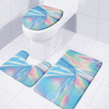 Blue Holographic Print 3 Piece Bath Mat Set