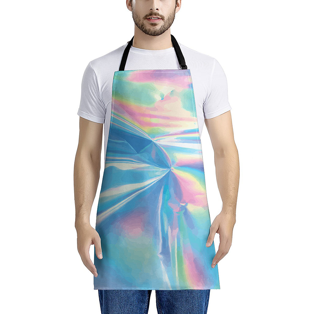 Blue Holographic Print Apron