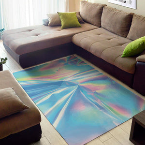 Blue Holographic Print Area Rug