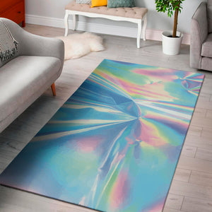 Blue Holographic Print Area Rug