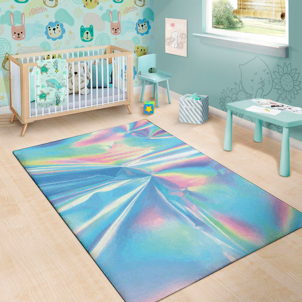 Blue Holographic Print Area Rug