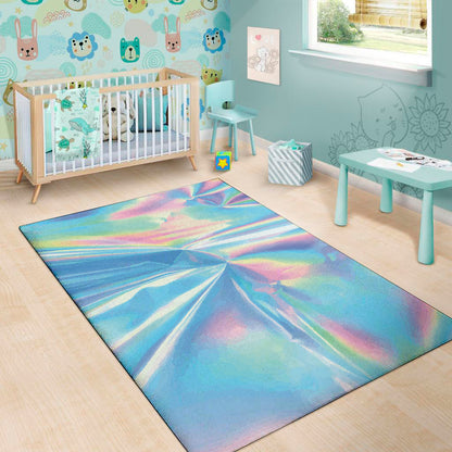 Blue Holographic Print Area Rug