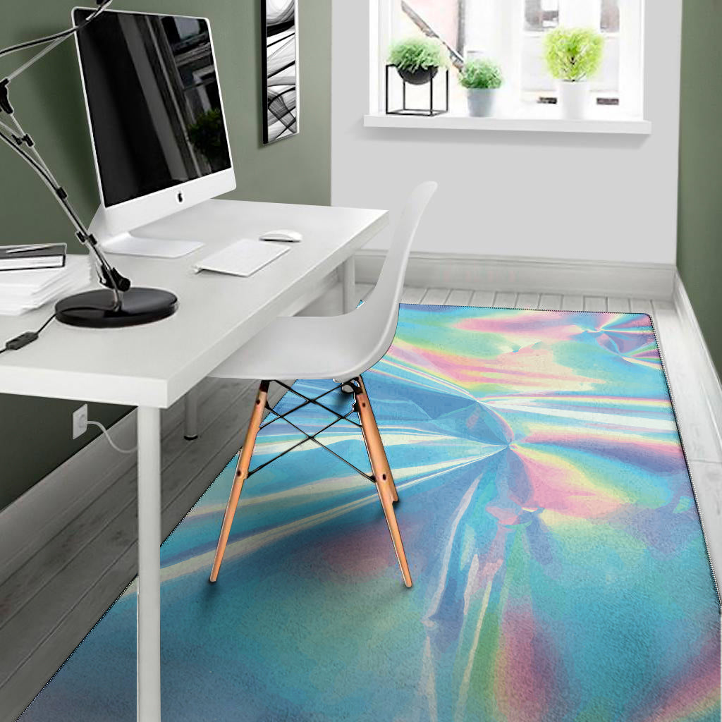 Blue Holographic Print Area Rug