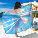 Blue Holographic Print Beach Sarong Wrap