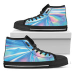 Blue Holographic Print Black High Top Shoes