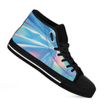 Blue Holographic Print Black High Top Shoes