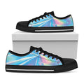 Blue Holographic Print Black Low Top Sneakers