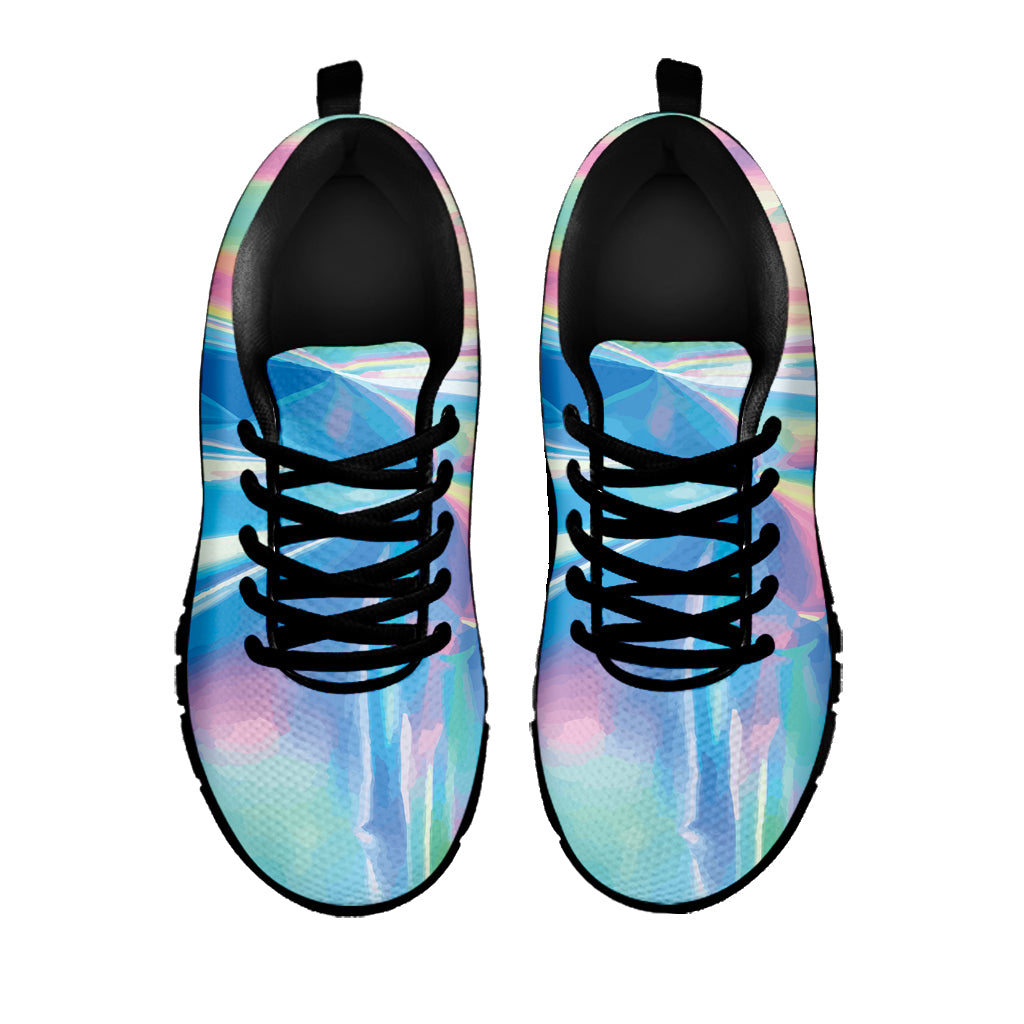 Blue Holographic Print Black Sneakers