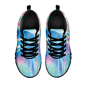 Blue Holographic Print Black Sneakers