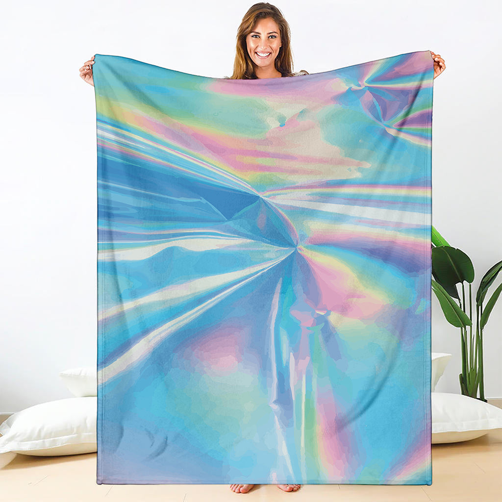 Blue Holographic Print Blanket