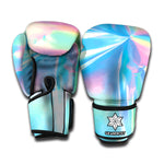 Blue Holographic Print Boxing Gloves