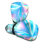 Blue Holographic Print Boxing Gloves