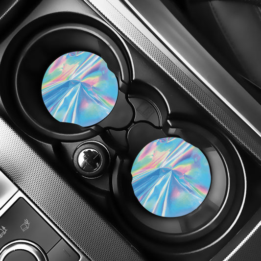 Blue Holographic Print Car Coasters