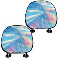 Blue Holographic Print Car Headrest Covers
