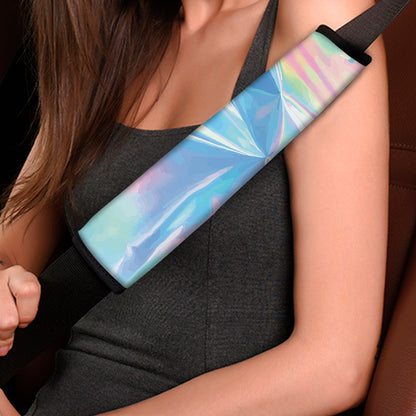 Blue Holographic Print Car Seat Belt Covers
