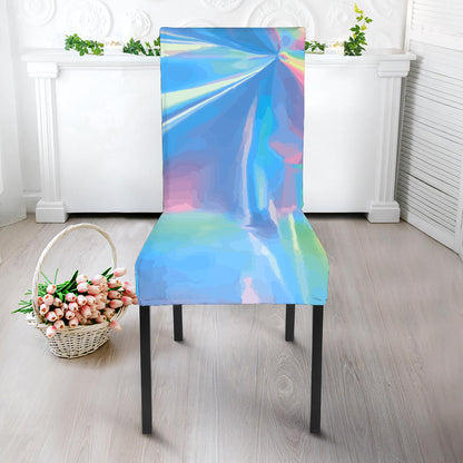 Blue Holographic Print Dining Chair Slipcover