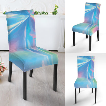 Blue Holographic Print Dining Chair Slipcover