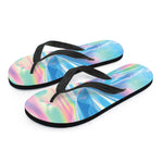 Blue Holographic Print Flip Flops