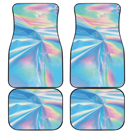 Blue Holographic Print Front and Back Car Floor Mats
