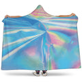 Blue Holographic Print Hooded Blanket