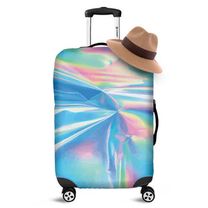 Blue Holographic Print Luggage Cover