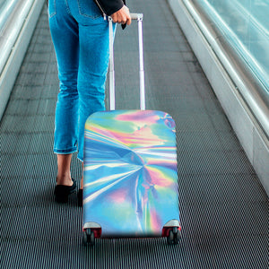 Blue Holographic Print Luggage Cover