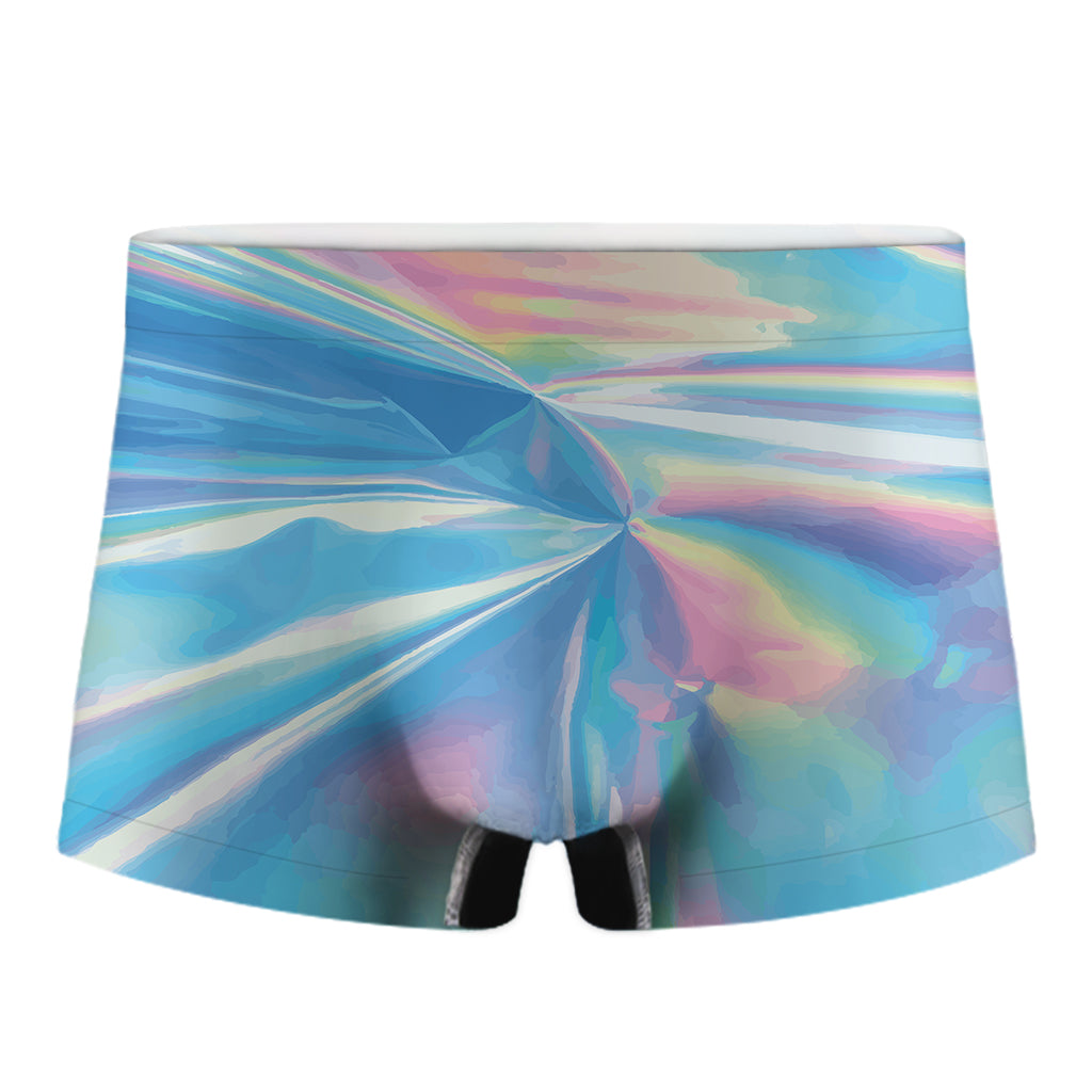 Blue Holographic Print Men's Boxer Briefs