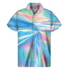 Blue Holographic Print Men's Short Sleeve Shirt